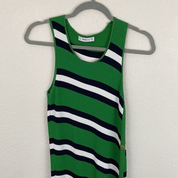 Zara Knit Full Length Striped Side Slit Dress size Small - Picture 4 of 7